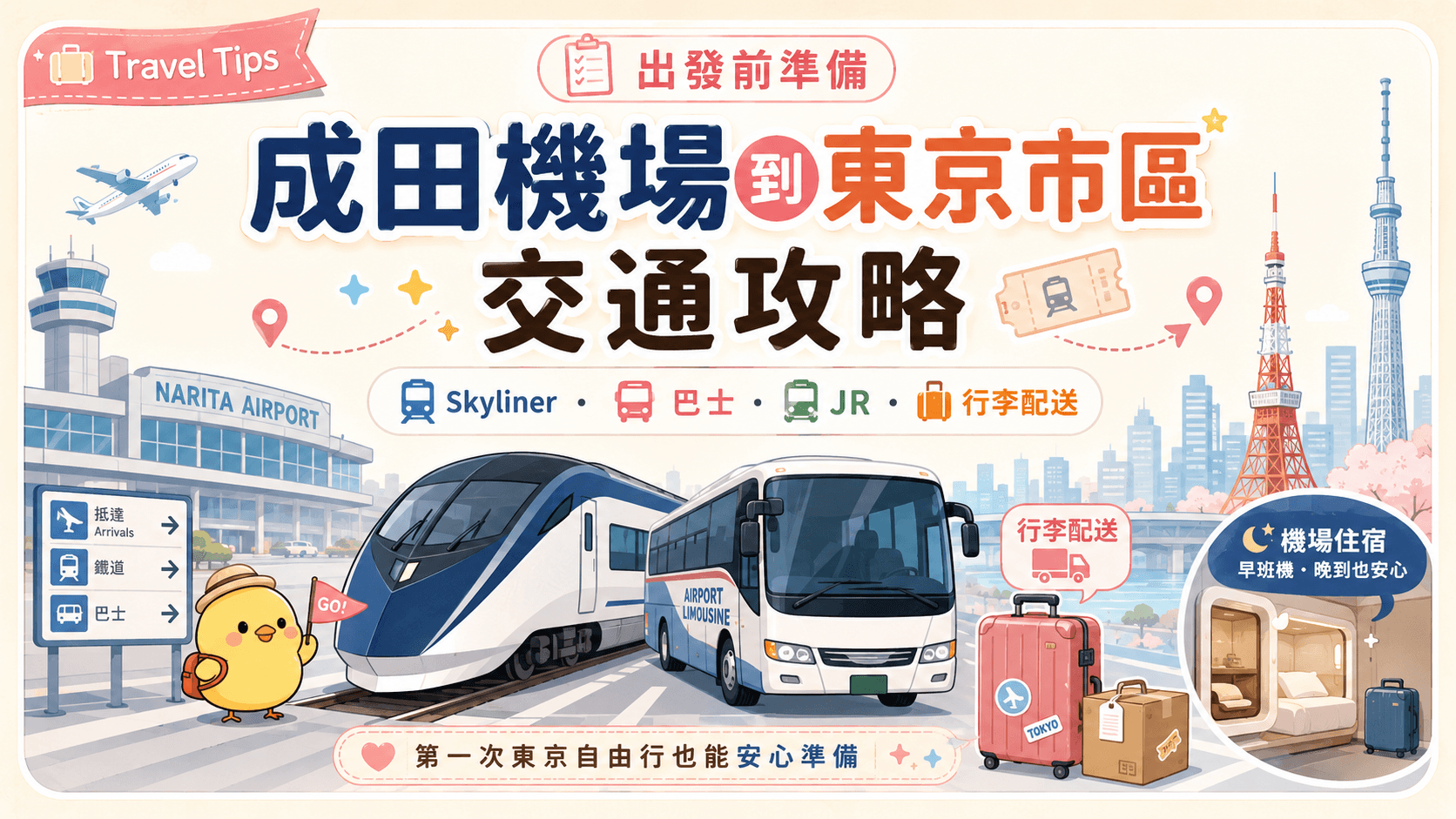 成田機場到東京市區交通攻略｜Skyliner、巴士、JR、行李配送怎麼選？🚄